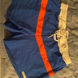 Patagonia Athletic Shorts in Blue with Orange Stripe